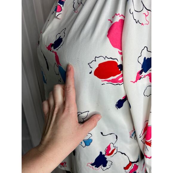 knit top kitten bow tropical flowers 1970s pink blue - Picture 8 of 8